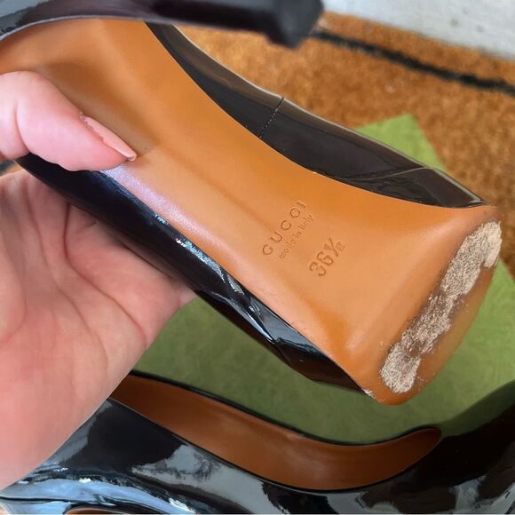 GUCCI Black Leather Y2K Patent Belly Décolleté Platform Heels sz. 36.5 - Picture 7 of 10